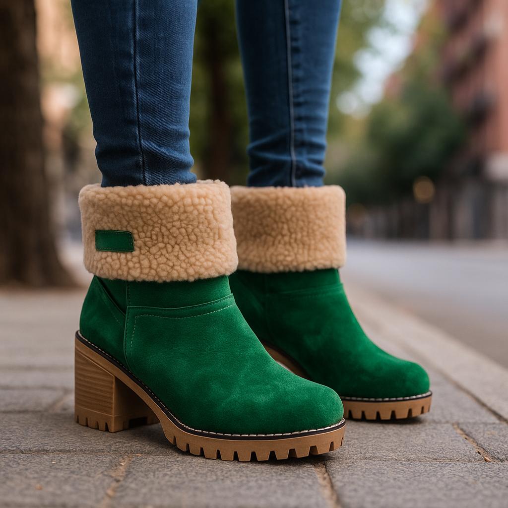 Sienna Ankle Boots | Fur Trim Block Heel Ankle Boots