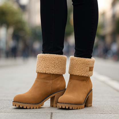 Sienna Ankle Boots | Fur Trim Block Heel Ankle Boots
