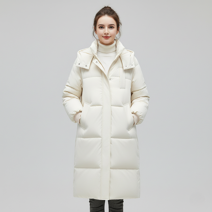 Women's Coat - Long Puffer Jacket - Hooded - Winter Outerwear