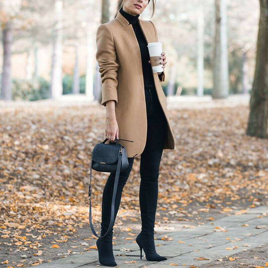 Tailored Fit Open Front Knee Length Coat