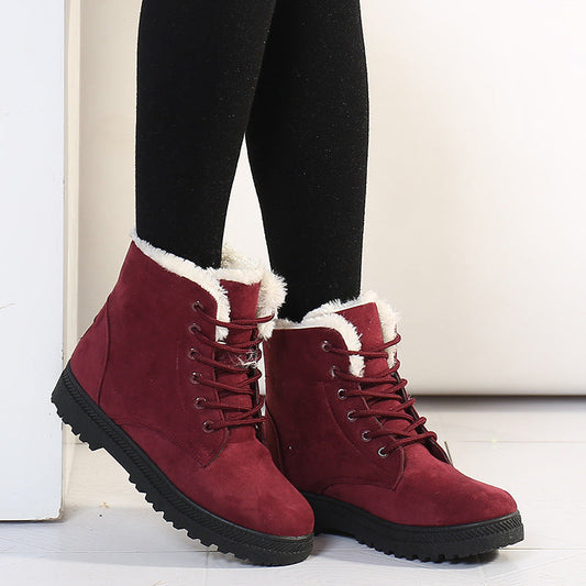 Suede Lugged Sole Faux Fur Ankle Boots