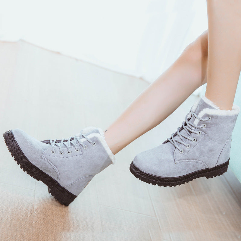 Suede Lugged Sole Faux Fur Ankle Boots