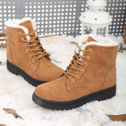 Women’s Ankle Boots - Suede - Lace-Up Front - Faux Fur Trim - Lugged Sole