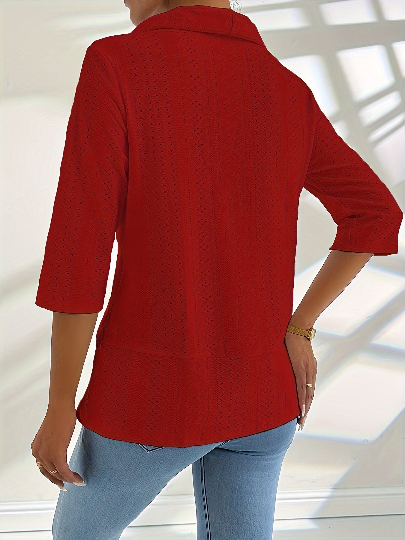 Women's Lightweight Blazer - Open Front - 3/4 Sleeve - Tailored Casual Fit