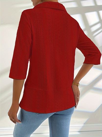 Women's Lightweight Blazer - Open Front - 3/4 Sleeve - Tailored Casual Fit