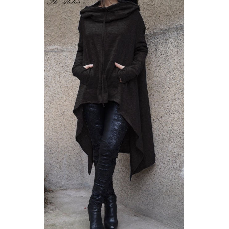 Long Hooded Drape Sweater