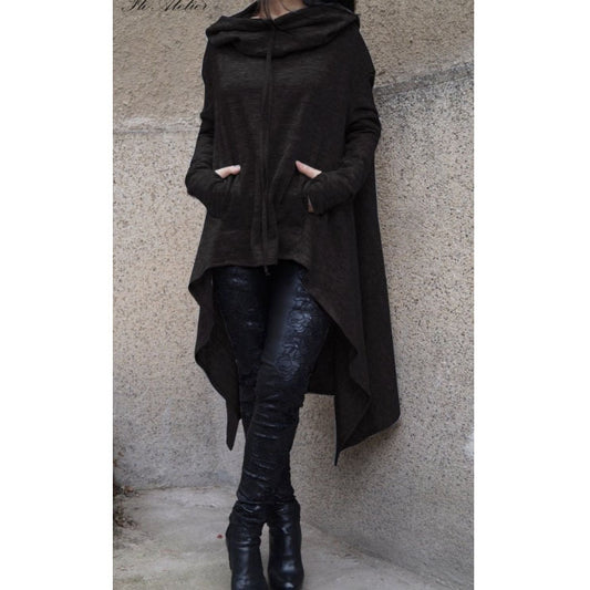 Long Hooded Drape Sweater