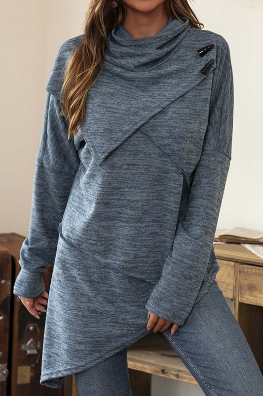 Spliced Knitted Long-Sleeve Buttoned Sweater
