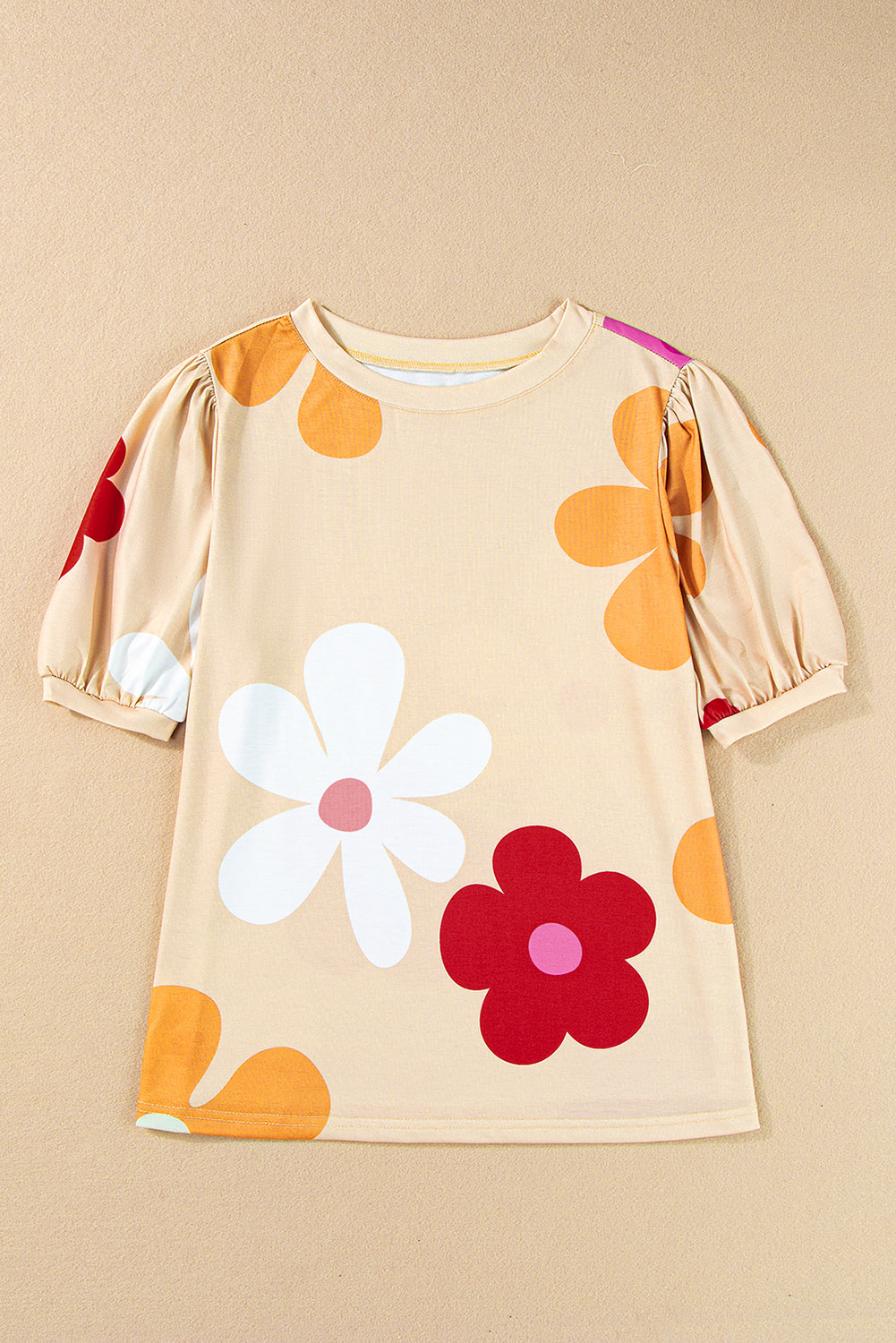 Floral print casual shirt with crew neck for women
