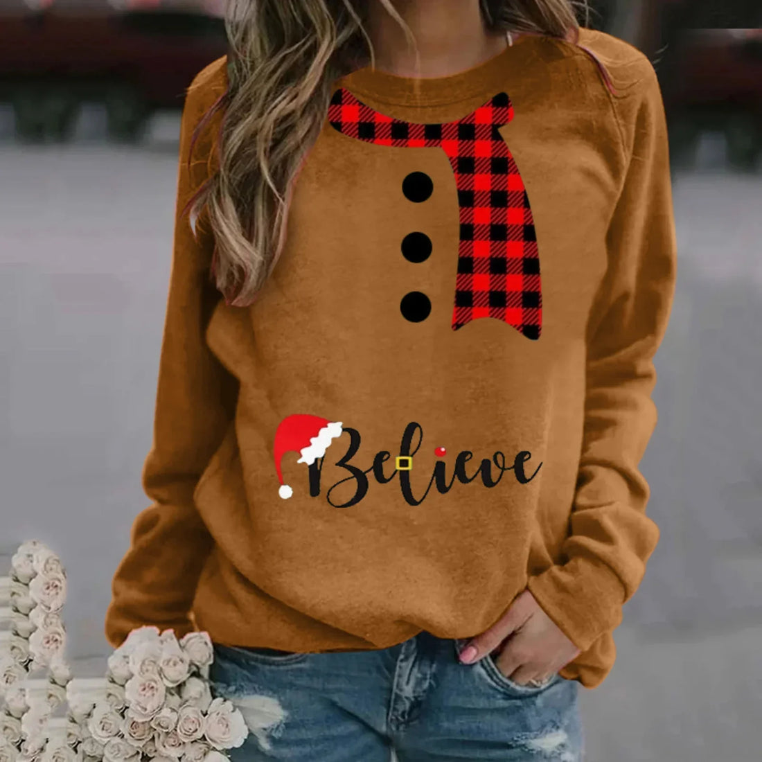 Women's christmas round neck sweatshirt