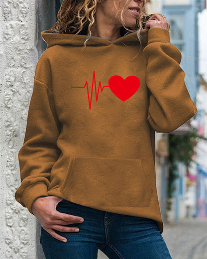 Women’s Hooded Sweatshirt – Cotton Blend – Relaxed Fit – Graphic Front – Kangaroo Pocket