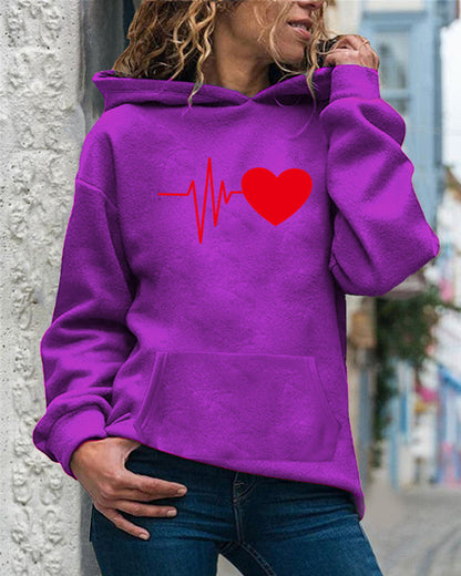 Women’s Hooded Sweatshirt – Cotton Blend – Relaxed Fit – Graphic Front – Kangaroo Pocket