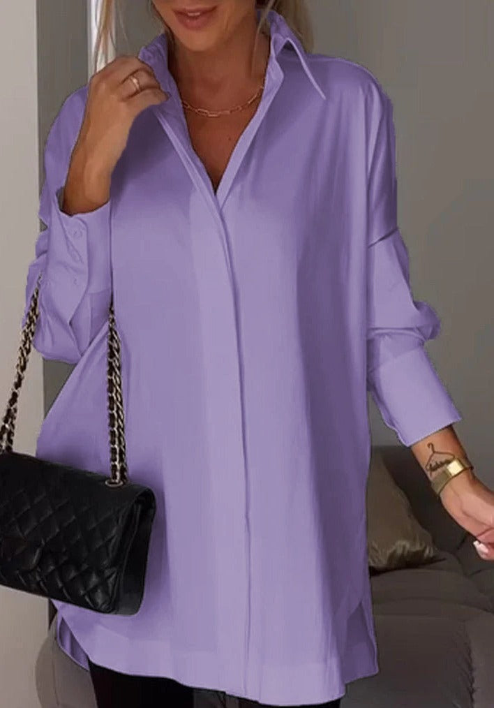 Oversized Cotton Blend Loose Fit Shirt