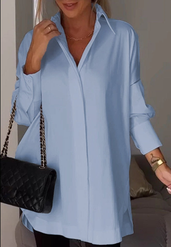 Oversized Cotton Blend Loose Fit Shirt