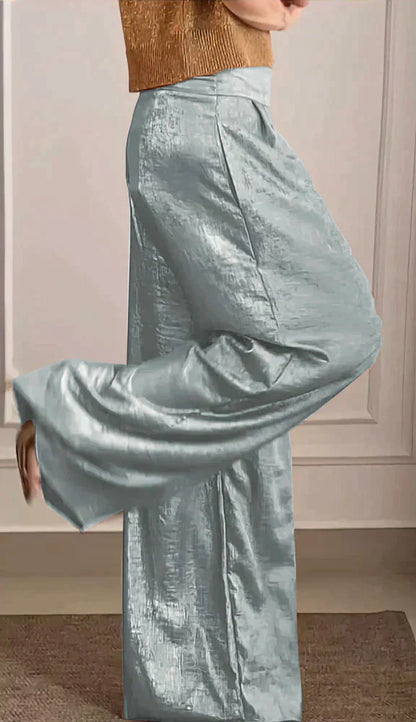 Women's casual high-waisted wide-leg trousers