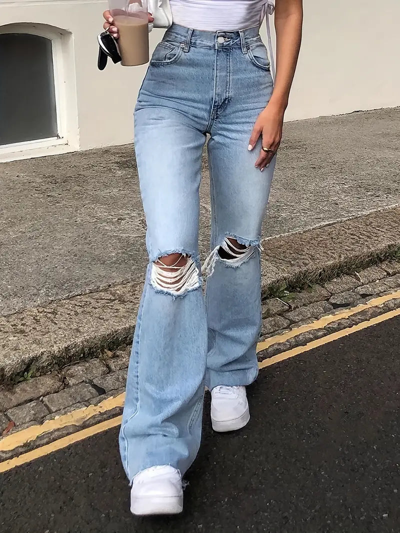 Women's vintage high-waist flare jeans