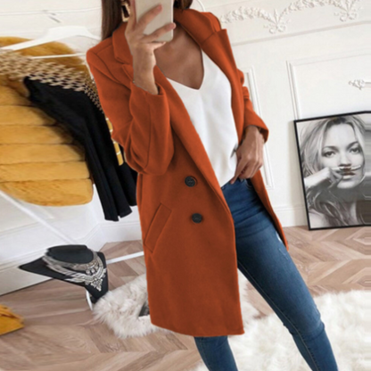 Women's mid-length double-breasted coat