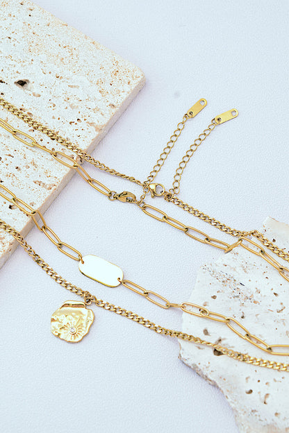 Women’s Layered Pendant Necklace – Paperclip & Curb Chains – Modern Minimalist Style