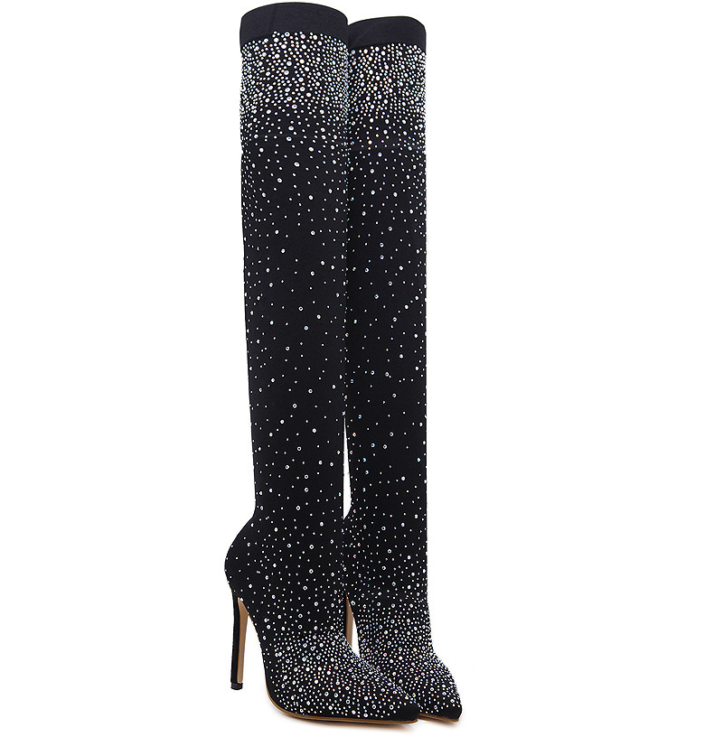 Women's rhinestone high heel over-the-knee boots