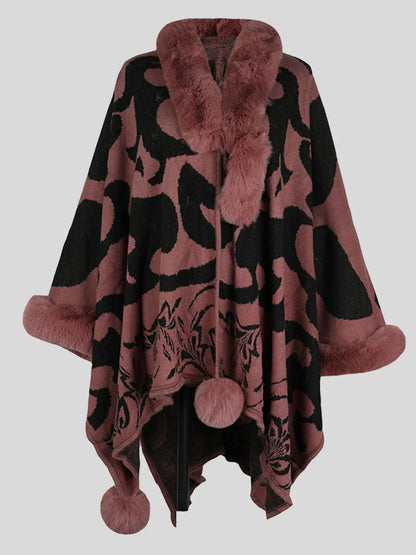Women's stylish poncho for winter with print