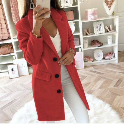 Women's mid-length double-breasted coat