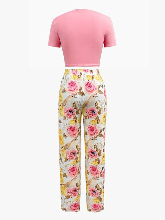 High-Waisted Two-Piece Wide Leg Pant Set