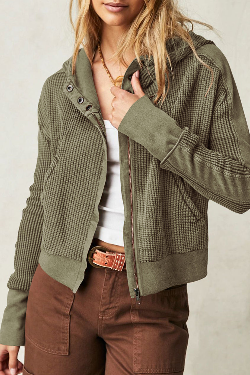 Women's waffle-knit hooded jacket