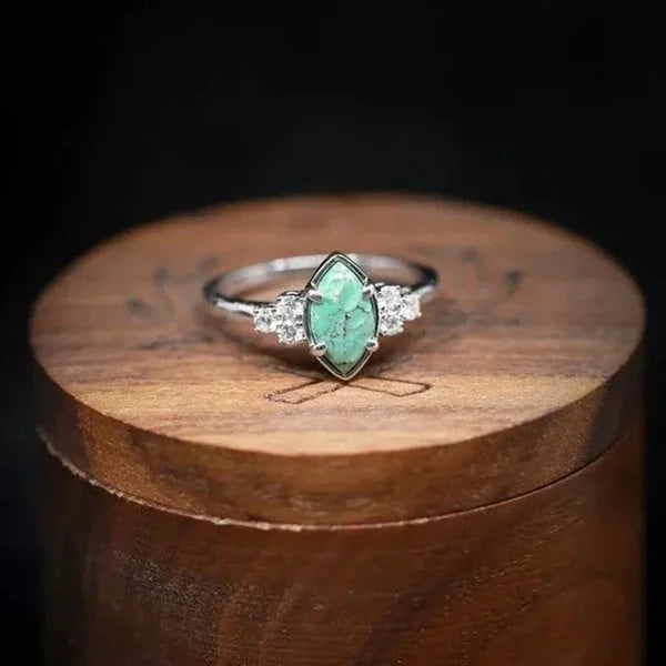 Natural turquoise diamond ring