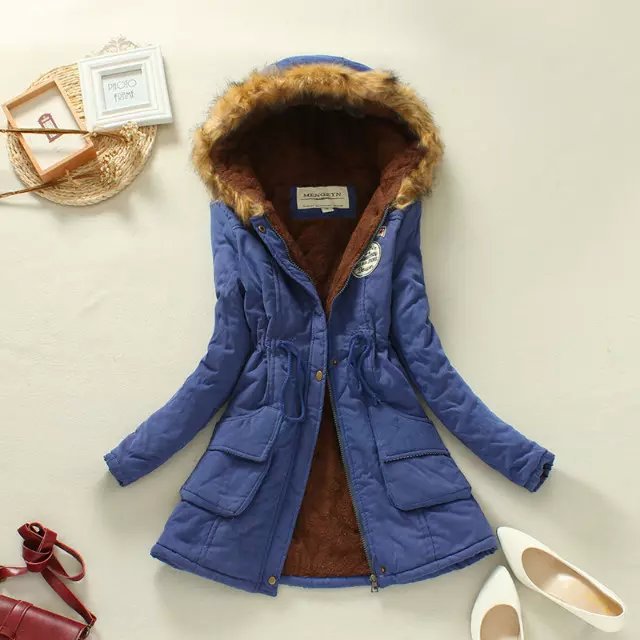 Sherpa Lined Adjustable Waist Parka Coat 