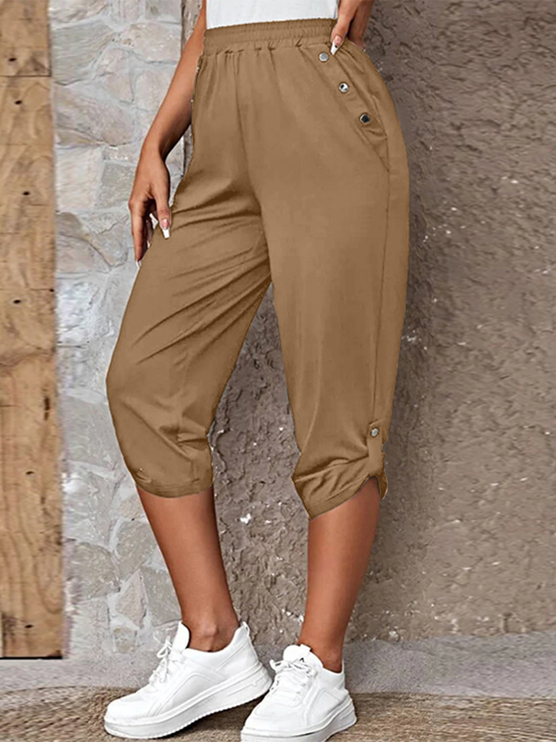 Tara - roll tab capris pants