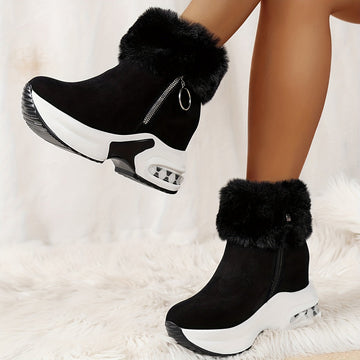 Women's height-increasing fur snow boots