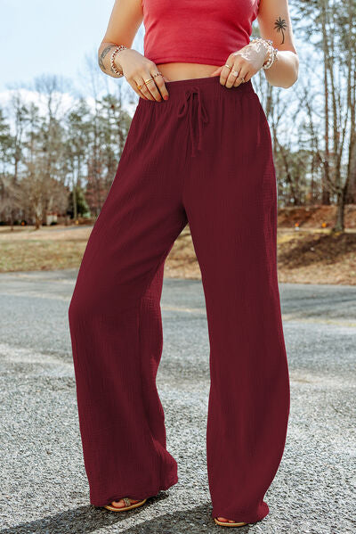 Tahira - texture tied wide leg pants