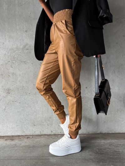 Elin - smocked high waist pants with pockets