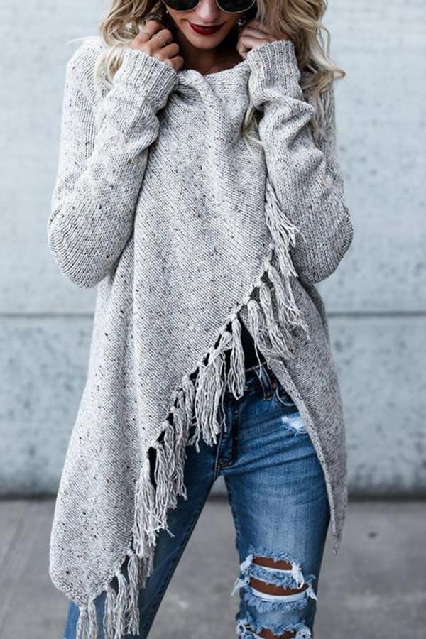 Slim Diagonal Mid-Length Sweater
