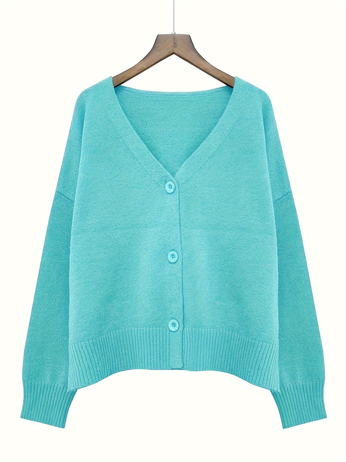 Women’s Cardigan - Relaxed Fit - Button Front - Ribbed Cuffs - Drop Shoulder Design