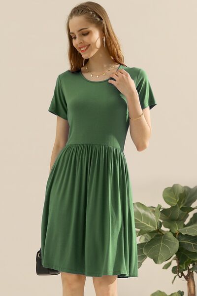 A-Line Knee-Length Casual Dress With Pockets