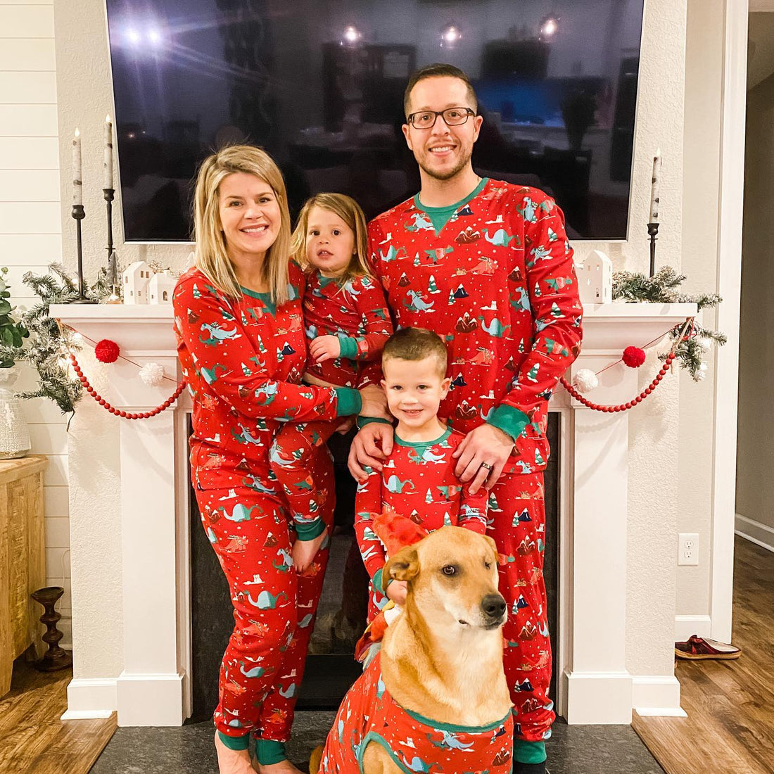 Family Christmas pajama set with festive holiday print