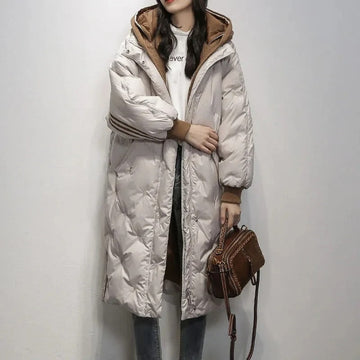 Camilla - mid-length thickened white duck down jacket