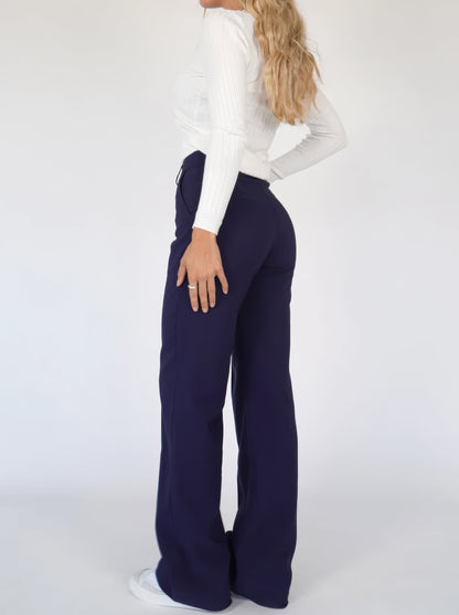 Women's slim fit straight pants with design splicing