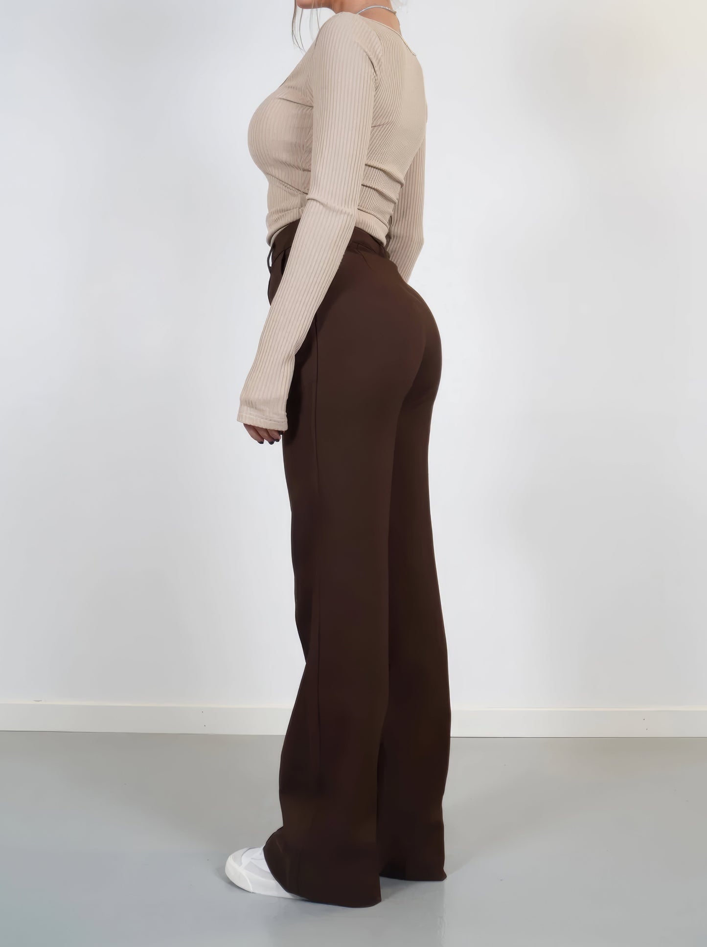 Women's slim fit straight pants with design splicing