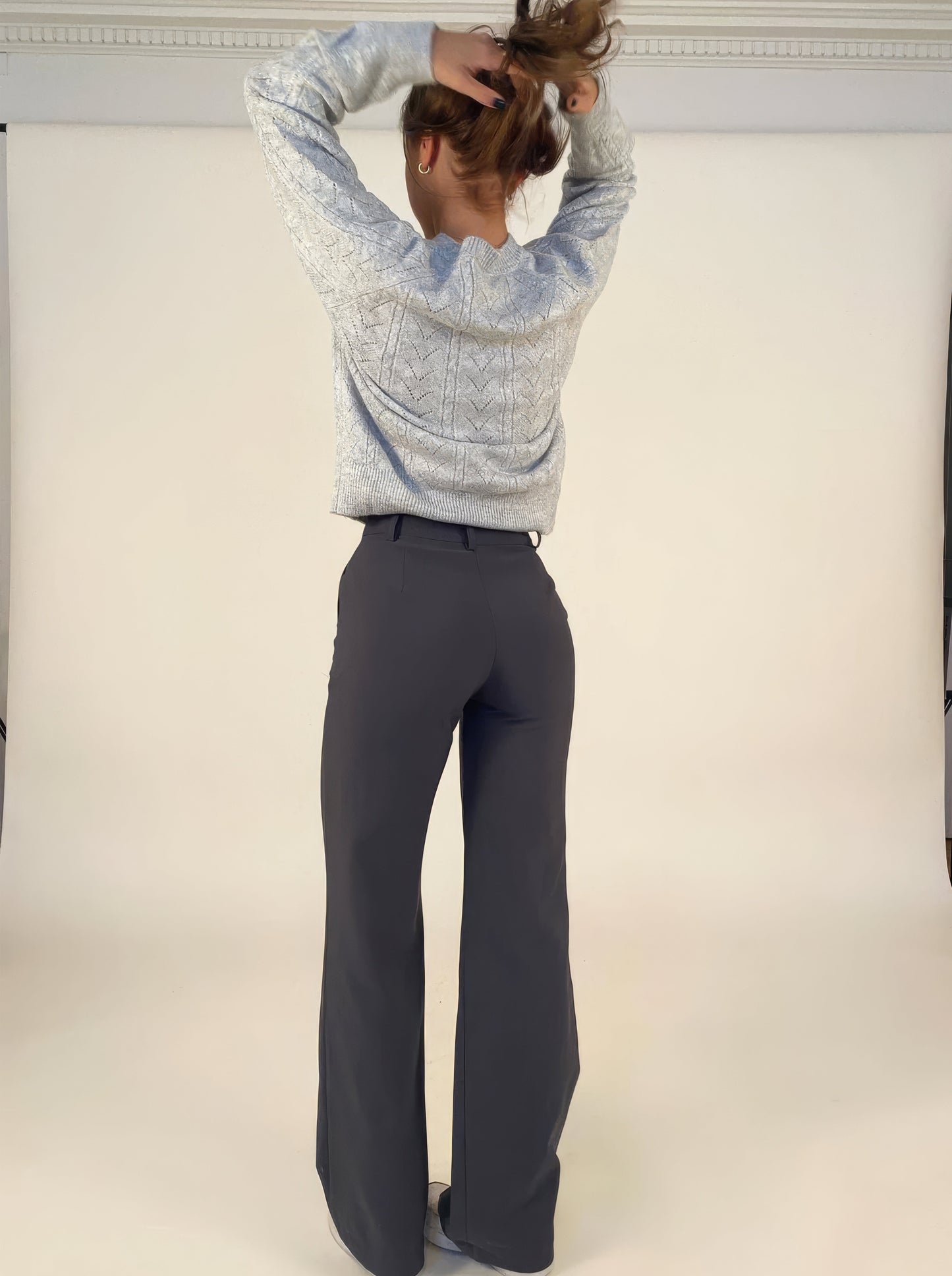 Women's slim fit straight pants with design splicing
