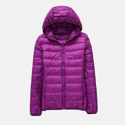 Isabella Quilted Hooded Down Jacket | Regular Fit Hip-Length Down Jacket