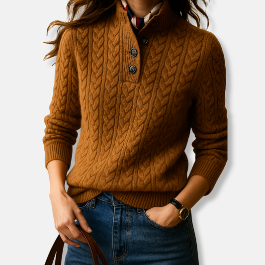 Wool Blend Relaxed Funnel Neck Sweater