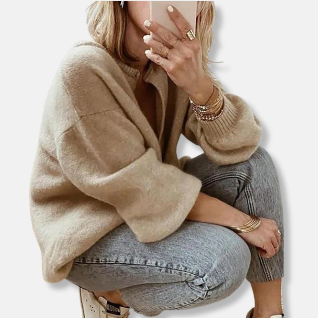 Plush Knit Oversized Relaxed Fit Cardigan 