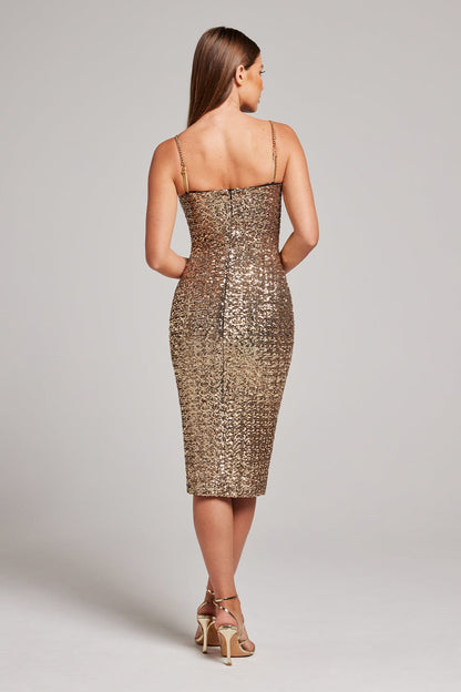 Women’s Midi Dress – Slim Fit – Sequin – Spaghetti Straps – Elegant Evening Wear