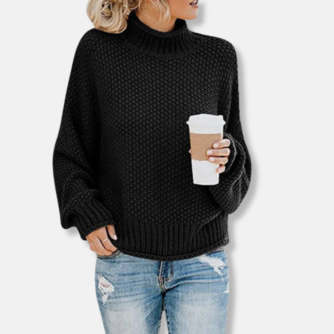 Women’s Sweatshirt – Oversized Fit – Wool Blend Knit – Drop Shoulder – Ribbed Trim