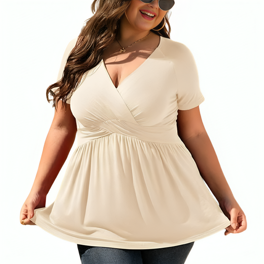 Fitted Flared Peplum Wrap Top