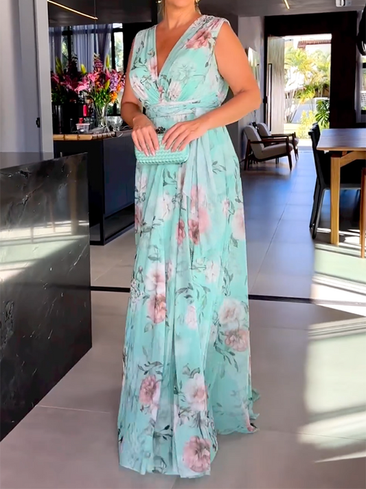 V-Neck Sleeveless Summer Dress