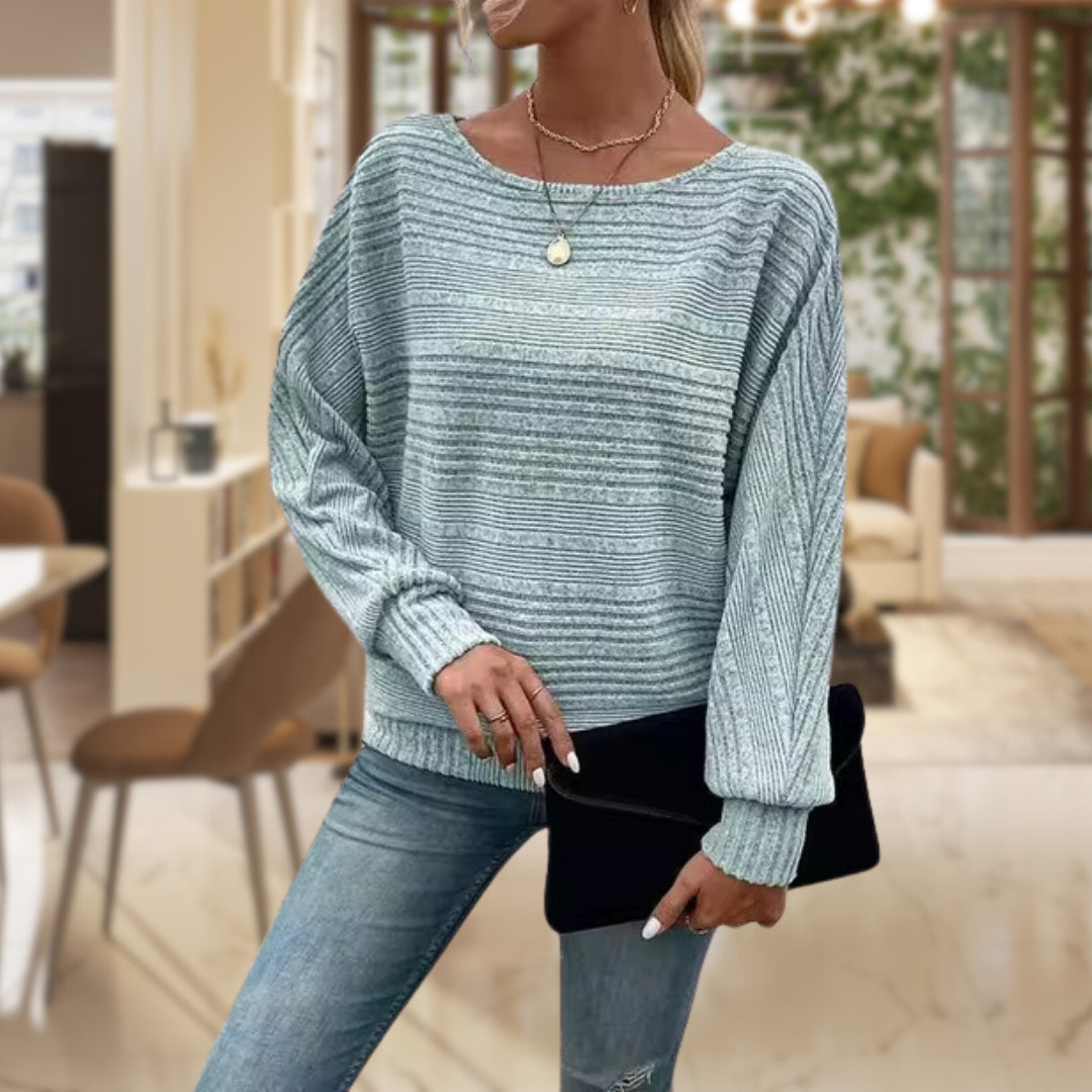 Women's chic striped knit pullover sweater