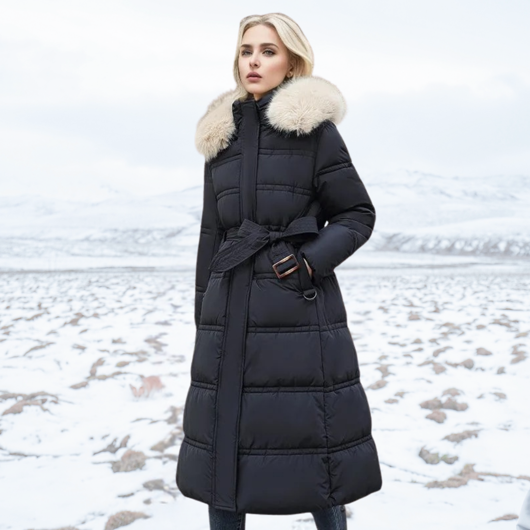 Padded Belted Long Winter Coat